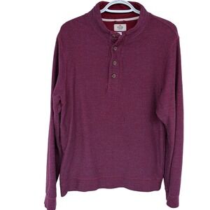 Marine Layer Mock Neck Quarter-Button Henley Sweater Maroon Medium Mens Pullover